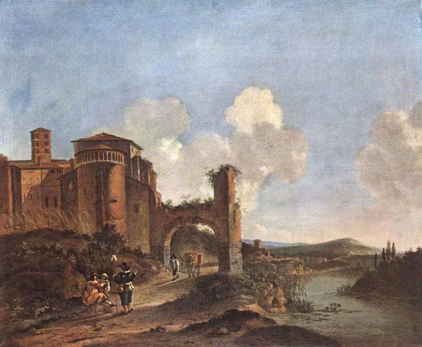 Italian Landscape with Santi Giovanni e Paolo in Rome, by Jan Asselijn