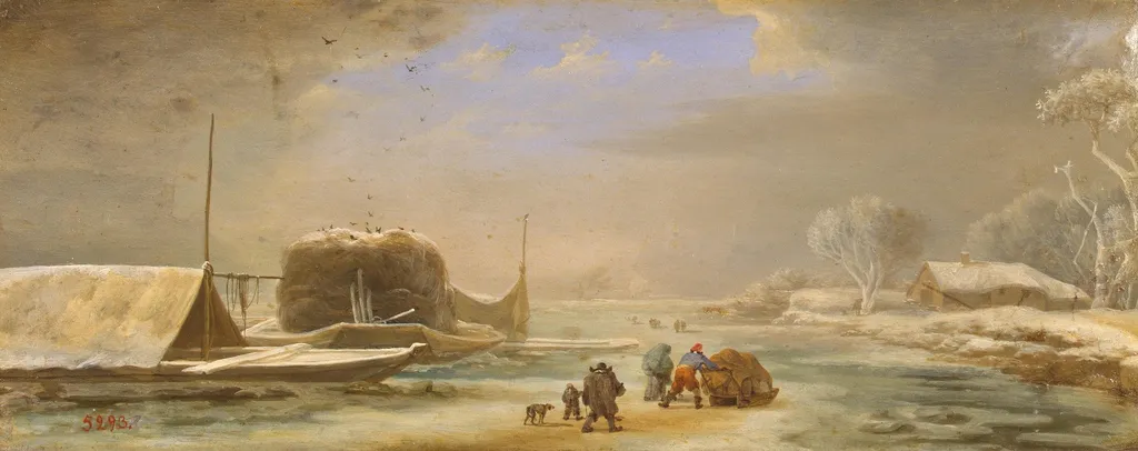 Winter Landscape, by Jan Asselijn, oil, 1645