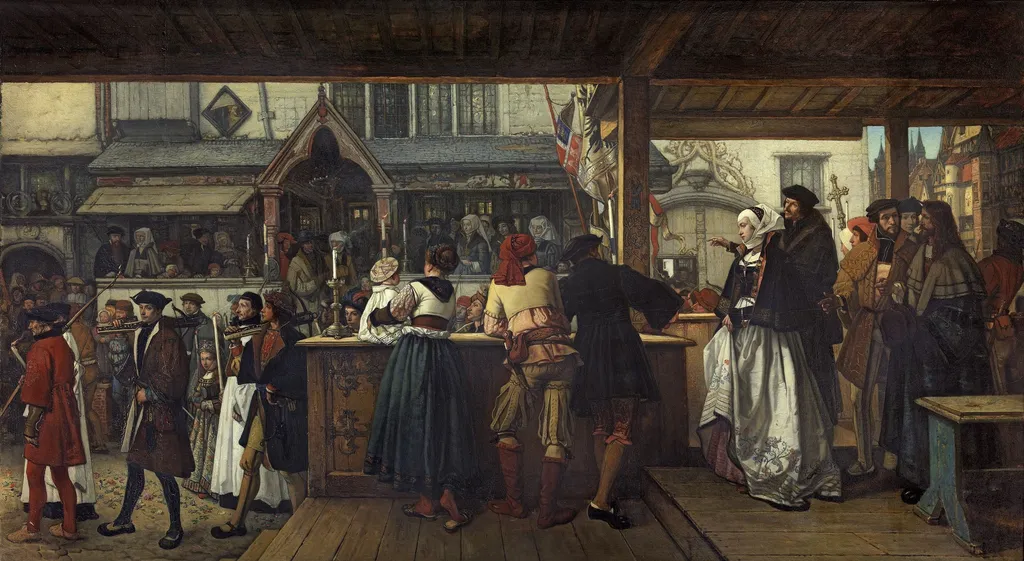 Albrecht Dürer's Visit to Antwerp in 1520, by Jan August Hendrik Leys, oil, 1855