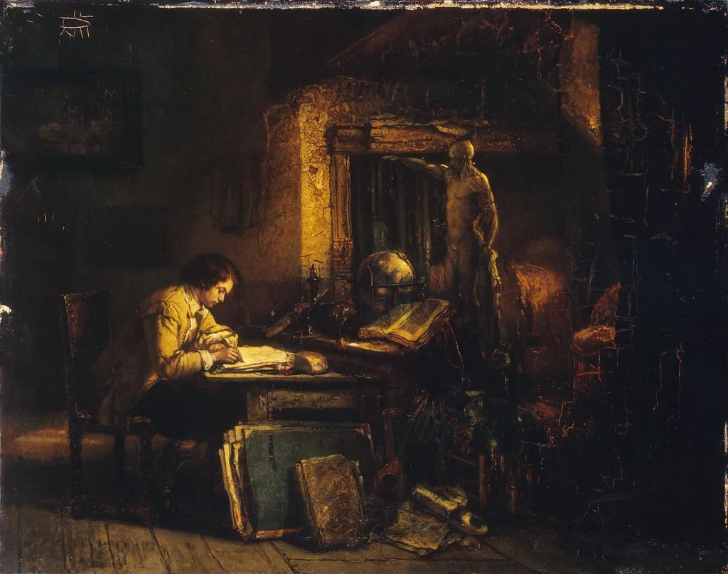 Artist in his Studio, by Jan August Hendrik Leys, oil, 1850