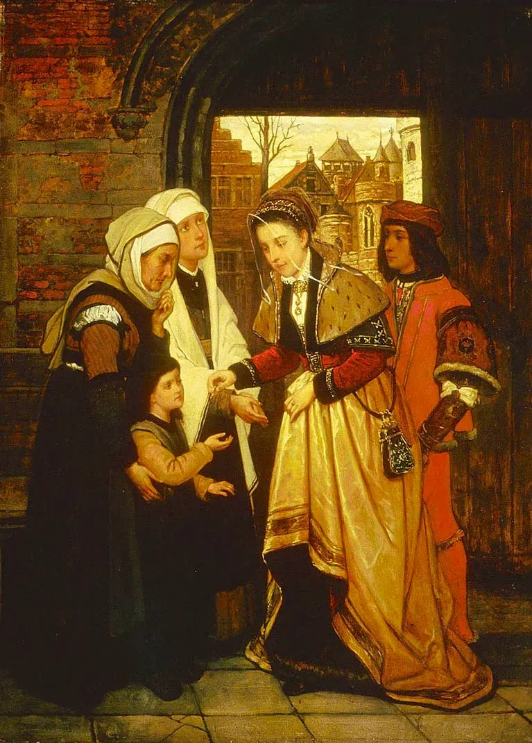 Charity, by Jan August Hendrik Leys, oil, 1850