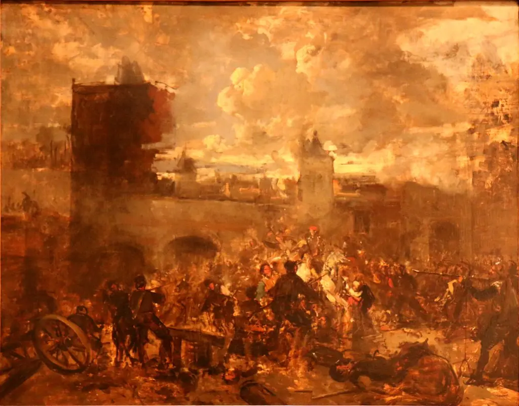 French fury in Antwerp in 1583 - Sketch, by Jan August Hendrik Leys