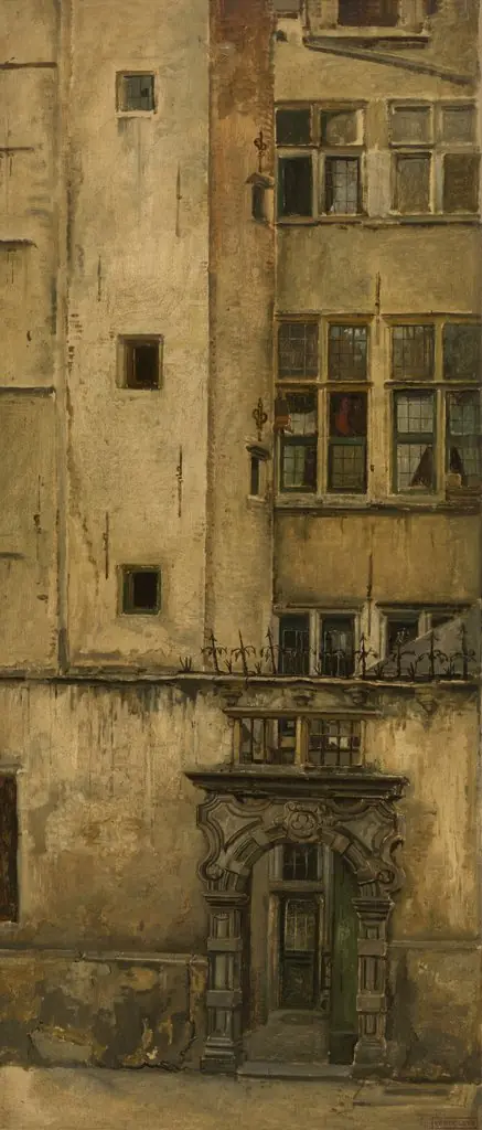 Old Antwerp Facade - Klaverbladpoortje, by Jan August Hendrik Leys