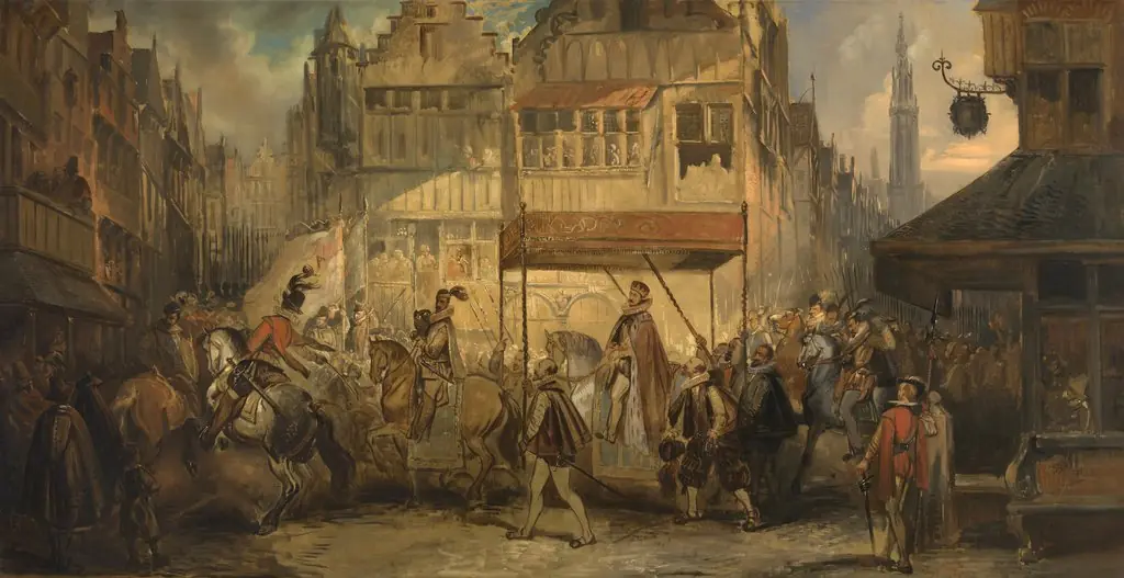 The Joyous Entry of the Duke of Anjou into Antwerp, by Jan August Hendrik Leys