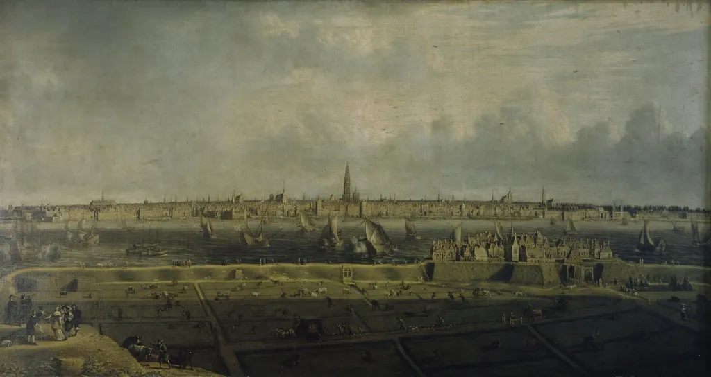 The Antwerp Waterfront and a part of the Vlaams Hoofd, by Jan Baptist Bonnecroy, oil, 1658