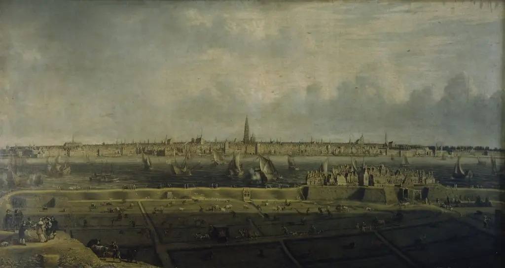 The Antwerp Waterfront and a part of the Vlaams Hoofd, by Jan Baptist Bonnecroy