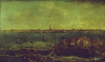 View of Antwerp, by Jan Baptist Bonnecroy, oil, 1650