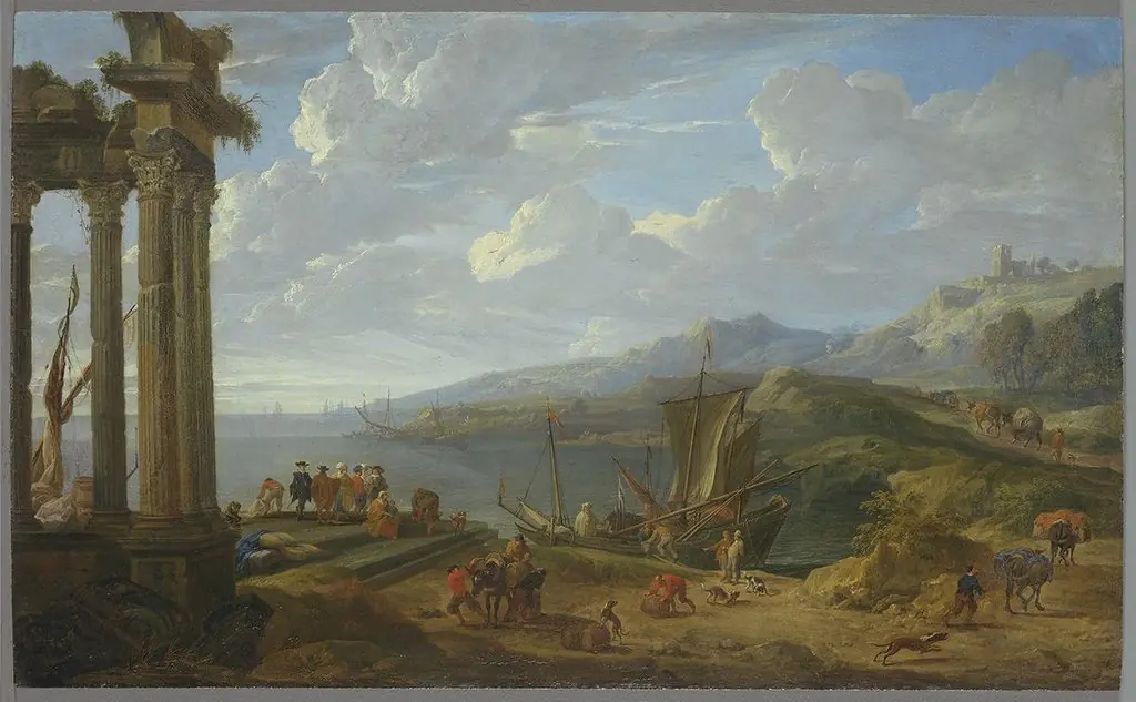 Tempelruine an Meeresbucht, by Jan Baptist Huysmans