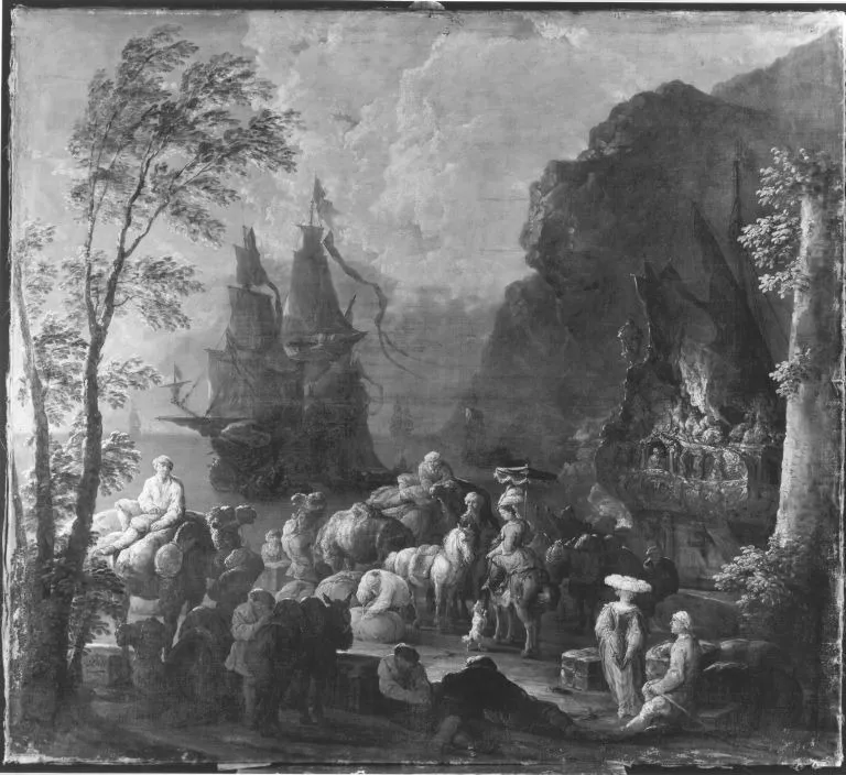 Imaginary Harbour, by Jan Baptist van der Meiren, unspecified, 1694
