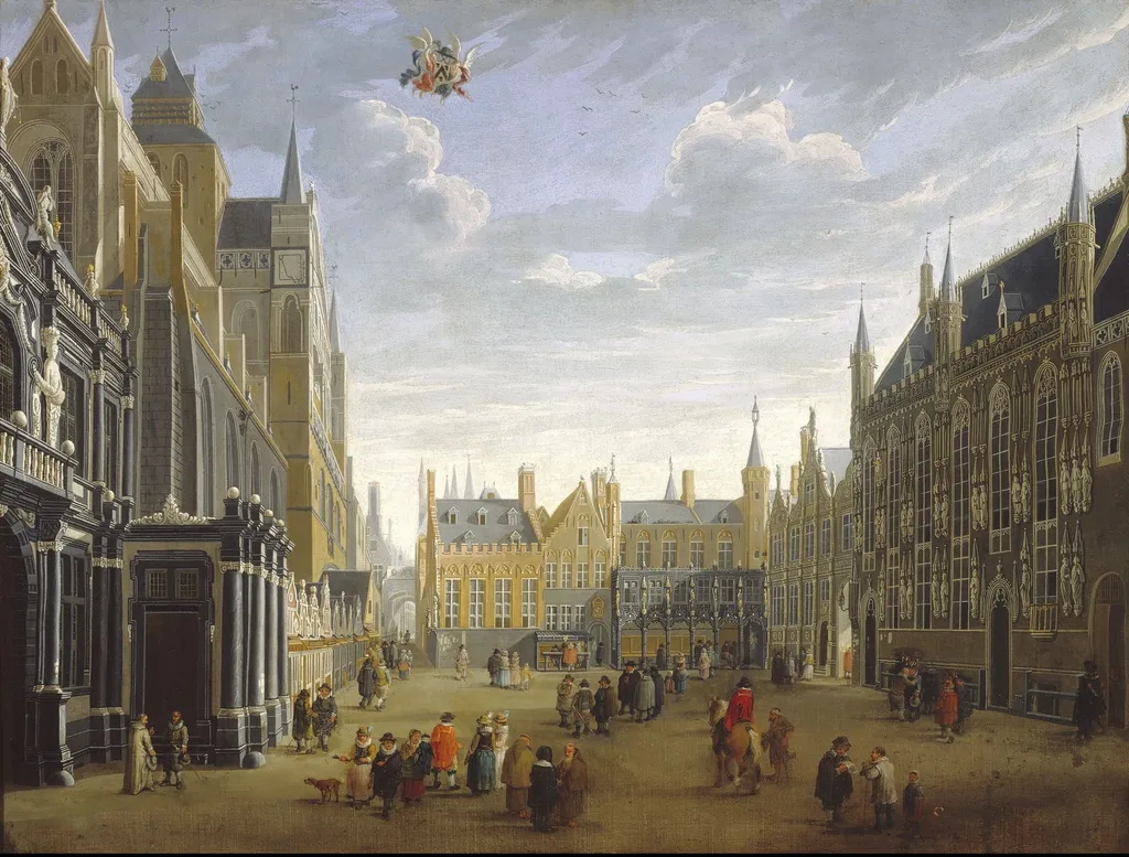 The Burg in Bruges, by Jan Baptist van Meunincxhove, oil, 1696