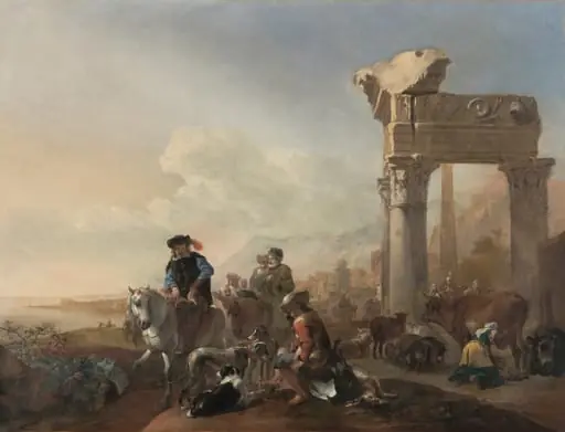Hunters Near Ruins, by Jan Baptist Weenix