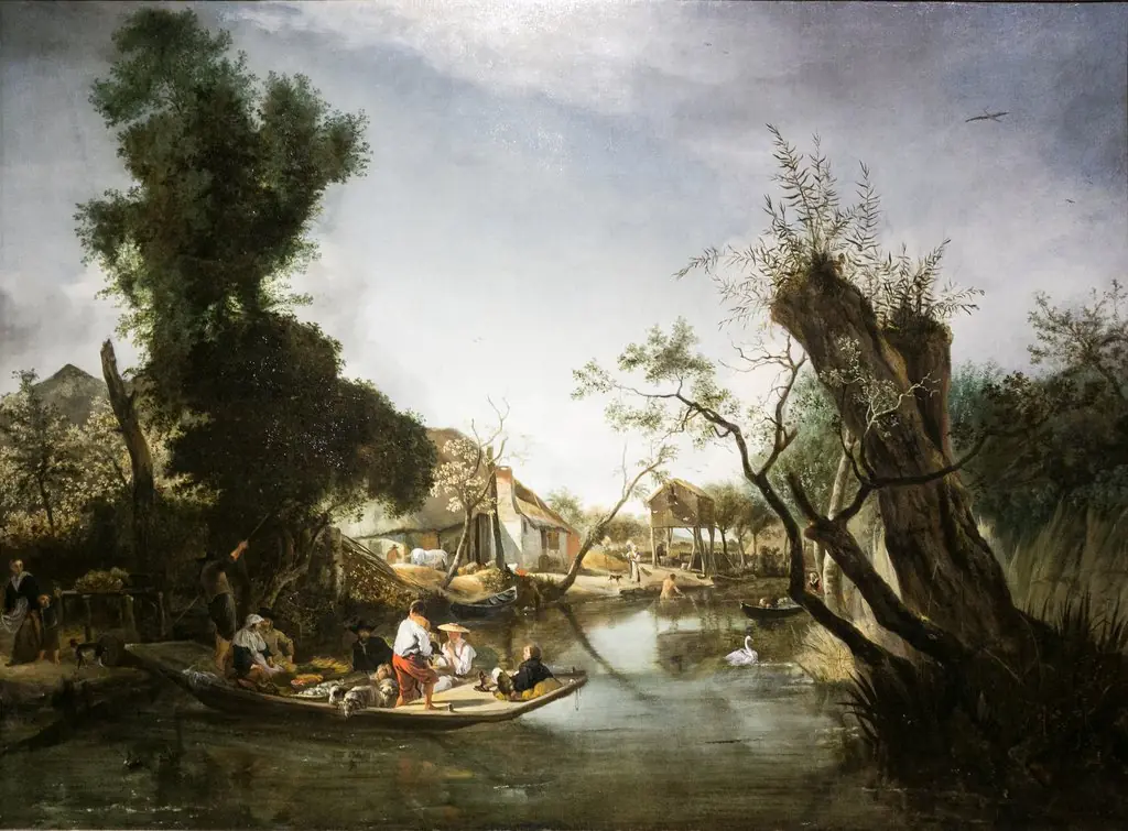 River Landscape with a Ferry, by Jan Baptist Weenix