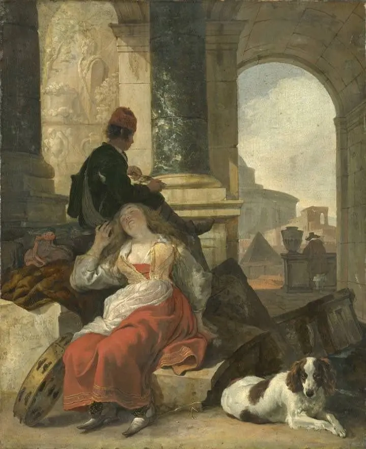 Sleeping girl, by Jan Baptist Weenix
