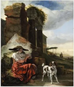 The Sleeping Shepherdess, by Jan Baptist Weenix, oil, 1658