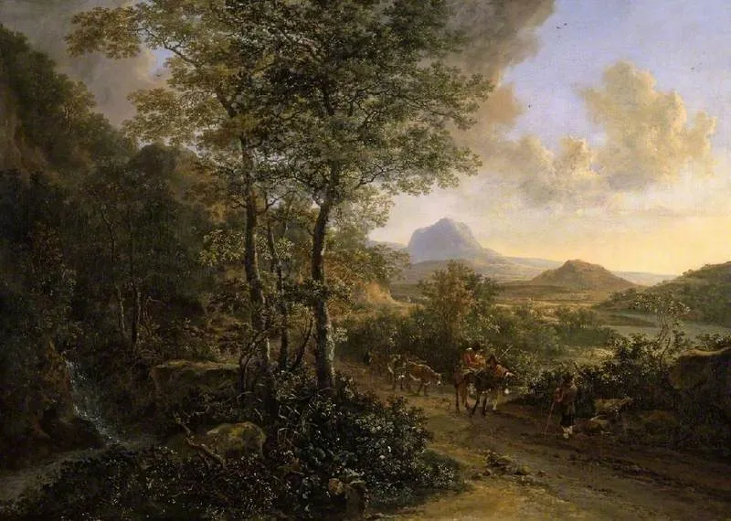 Italian Landscape with Monte Socrate, by Jan Both, oil, 1643