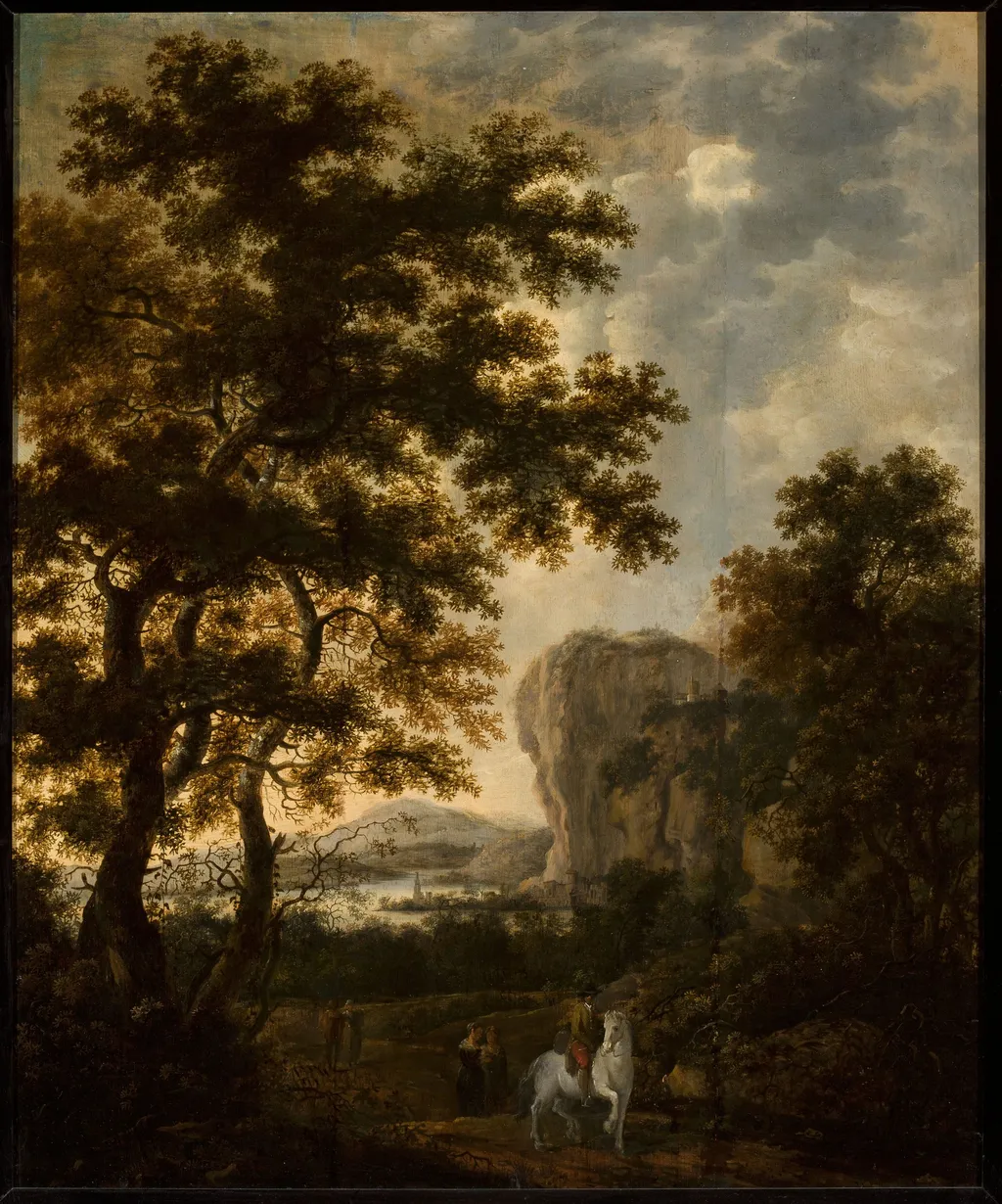 Rocky landscape with a horseman, by Jan Both, oil, 1645