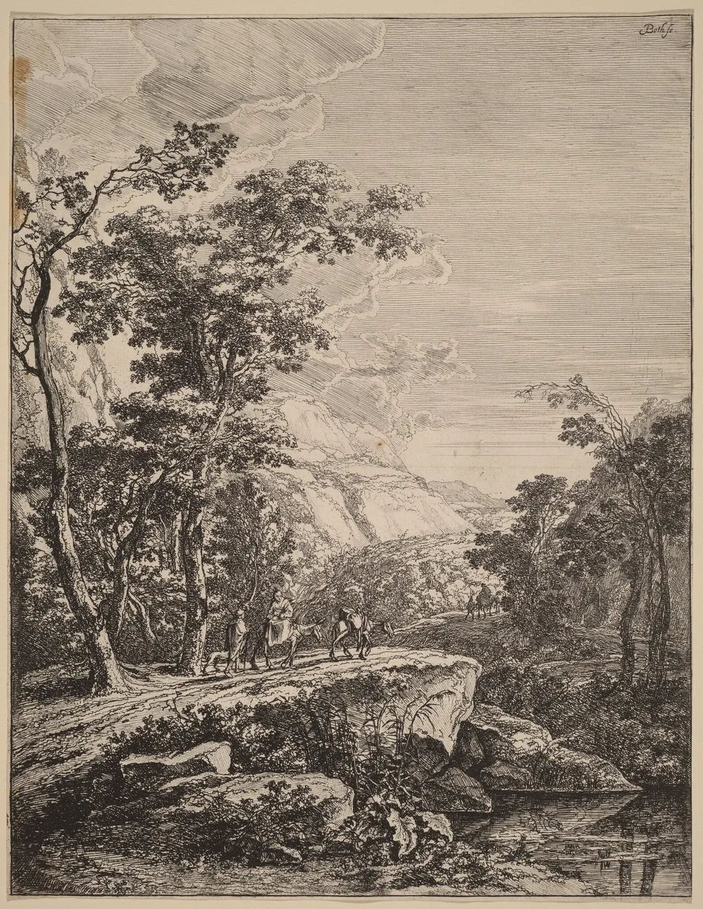The Woman on the Hinny, by Jan Both, ink