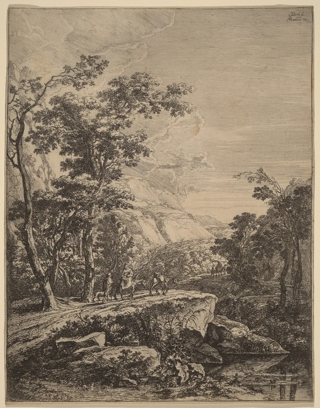 The Woman on the Hinny, by Jan Both, ink