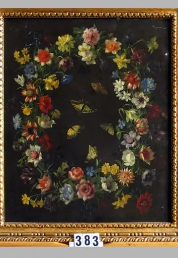 Ghirlandă de flori cu cinci fluturi (în registrul inventar: Cunună de flori cu cinci fluturi), by Jan Brueghel
