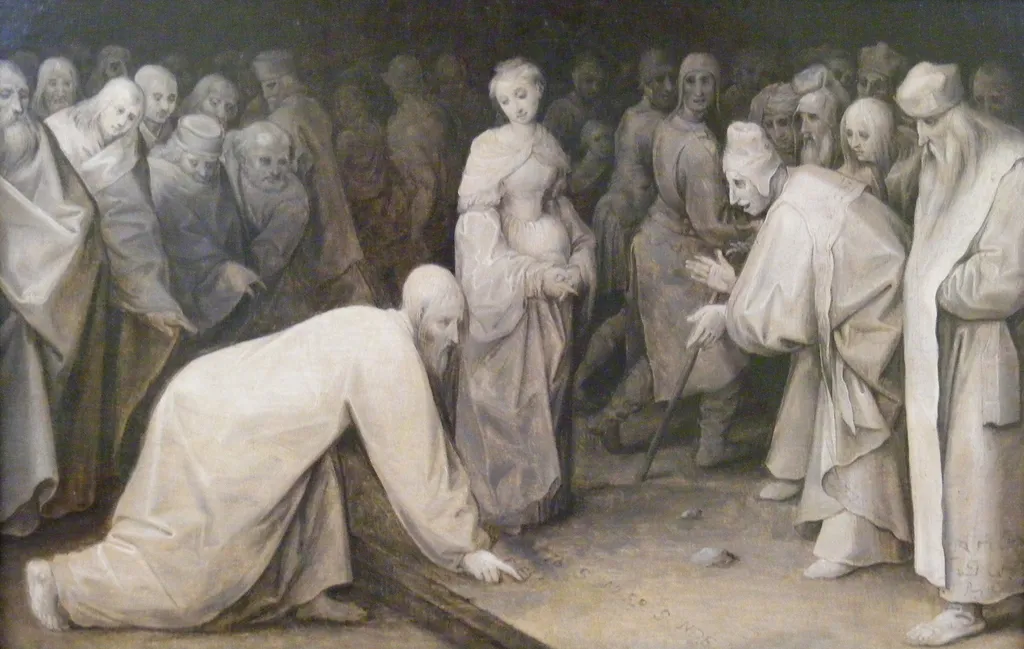 Christ and the Woman Taken in Adultery, by Jan Brueghel, the elder, unspecified, 1599