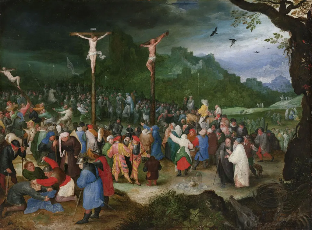 Crucifixion, by Jan Brueghel, the elder, oil, 1598