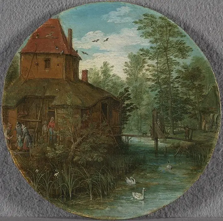 Farmstead on the Stream, by Jan Brueghel, the elder
