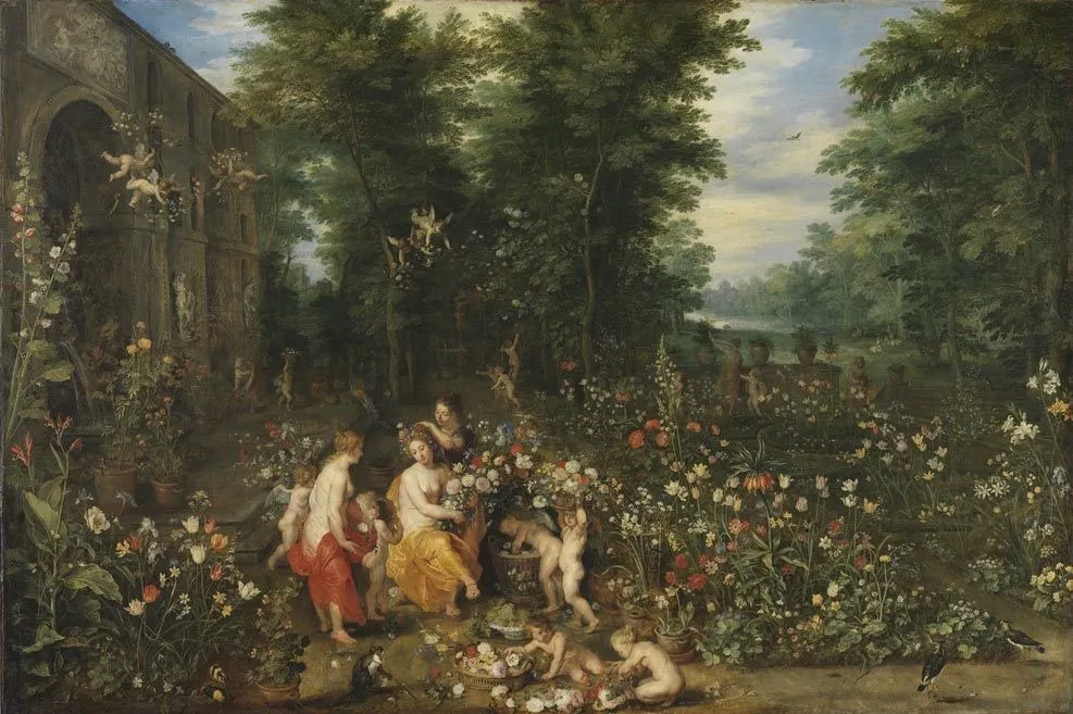 Flora im Blumengarten, by Jan Brueghel, the elder, oil, 1617