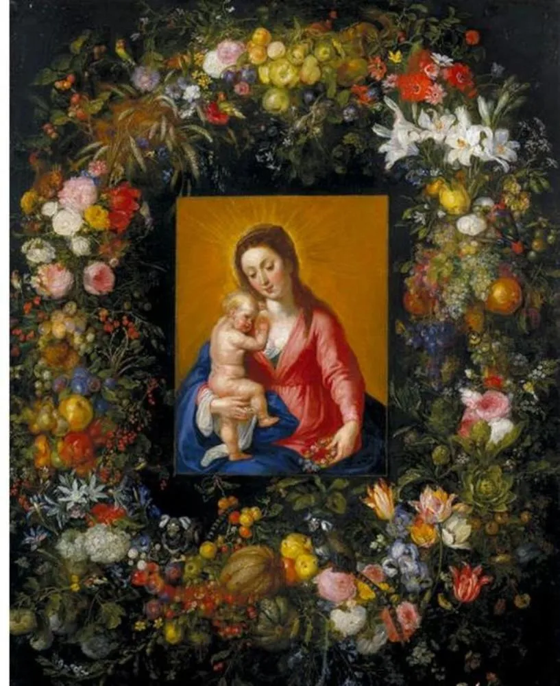 Garland with the Virgin and Child, by Jan Brueghel, the elder, oil, 1621
