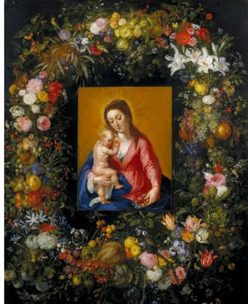 Garland with the Virgin and Child