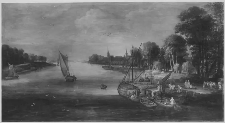 Landing place in a river, by Jan Brueghel, the elder