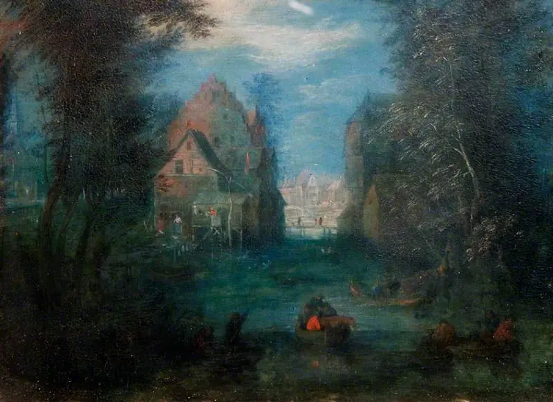 Landscape with Boats on the Water, by Jan Brueghel, the elder