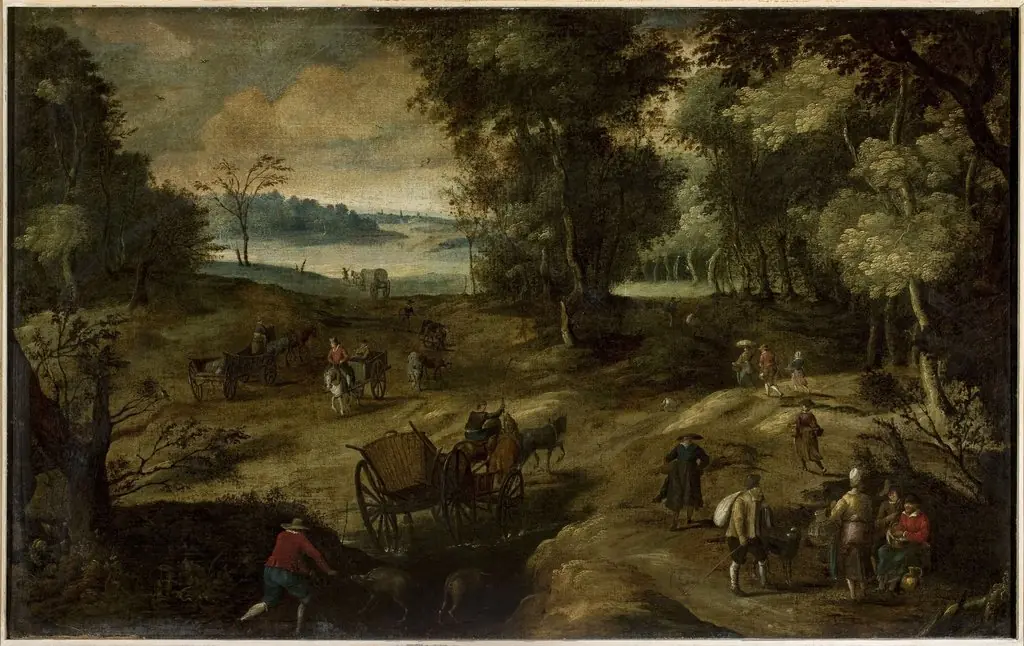 Landscape with peasants, by Jan Brueghel, the elder