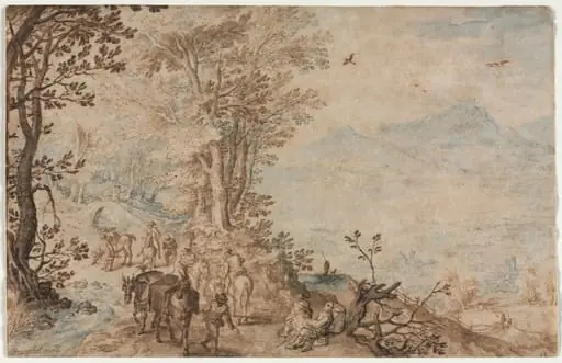 Landscape with Travelers, by Jan Brueghel, the elder