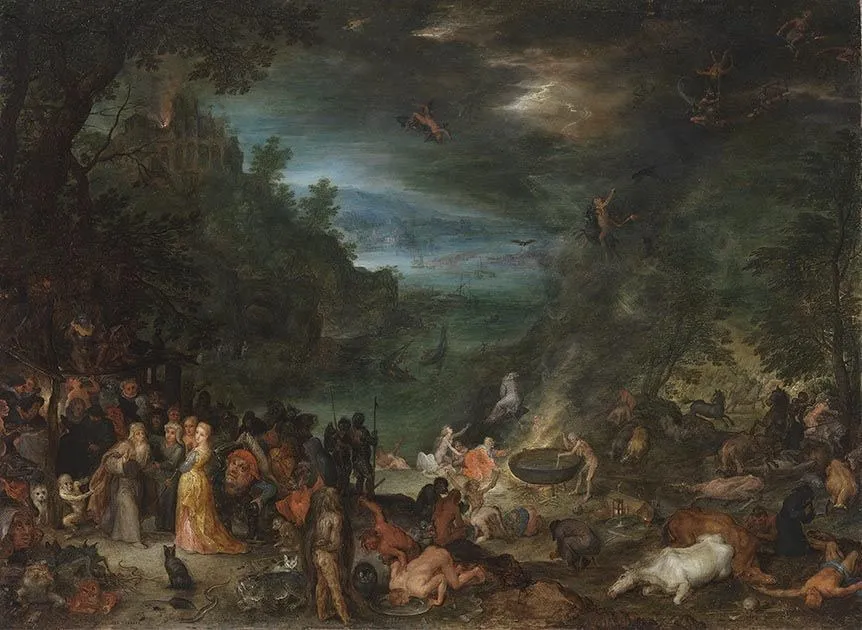 Temptation of saint Anthony, by Jan Brueghel, the elder, oil, 1601