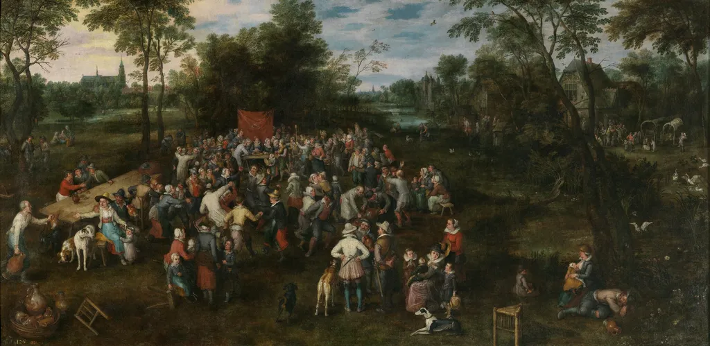 The Wedding Banquet, by Jan Brueghel, the elder, oil, 1623