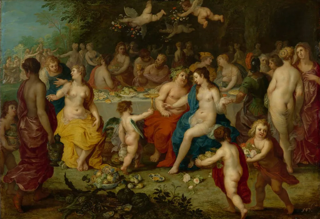 The wedding banquet of Bacchus and Ariadne, by Jan Brueghel, the elder, oil, 1606