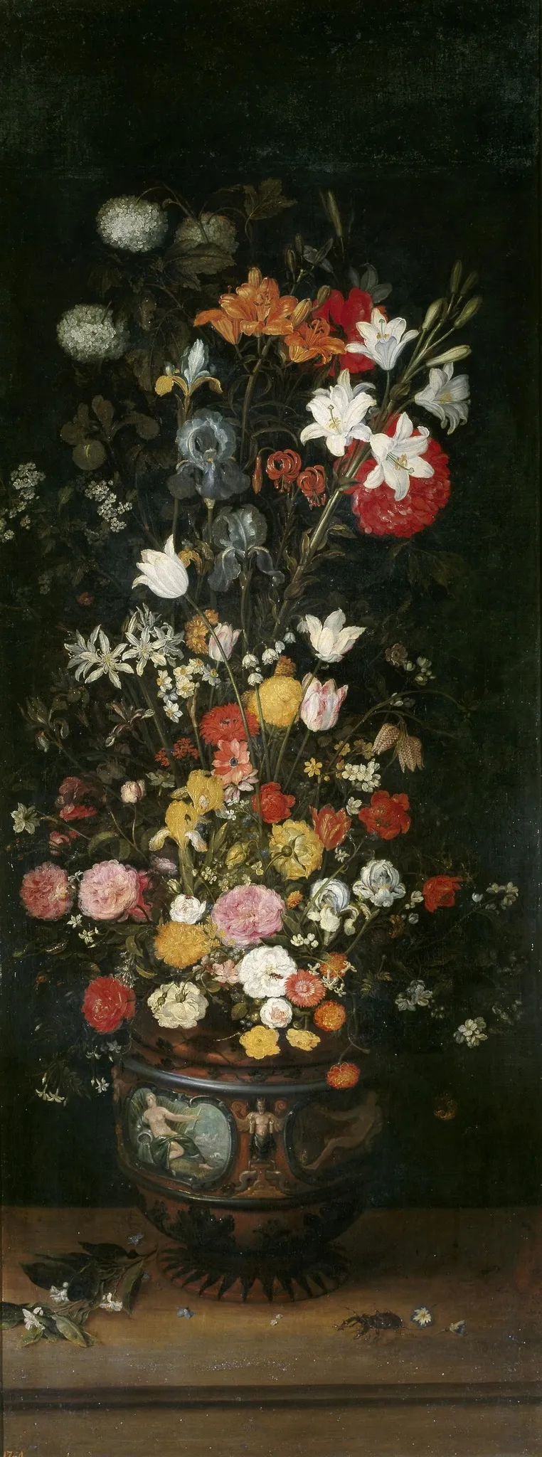 Vase of Flowers, by Jan Brueghel, the elder, oil, 1601