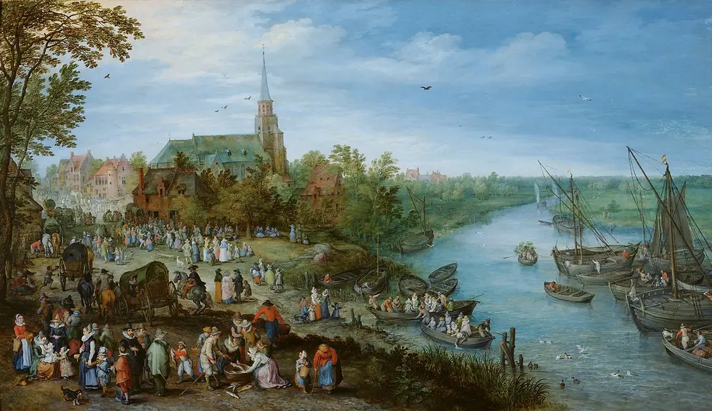 Village Kermis in Schelle with Self Portrait, by Jan Brueghel, the elder
