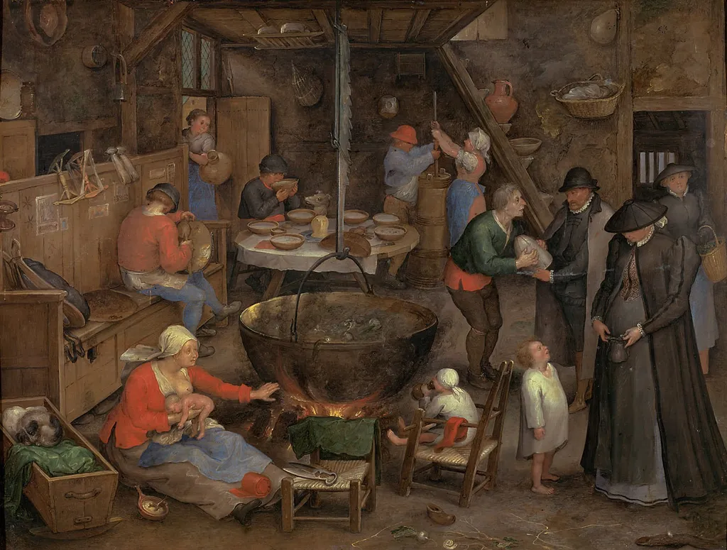 Visit to the Farm, by Jan Brueghel, the elder, oil, 1599