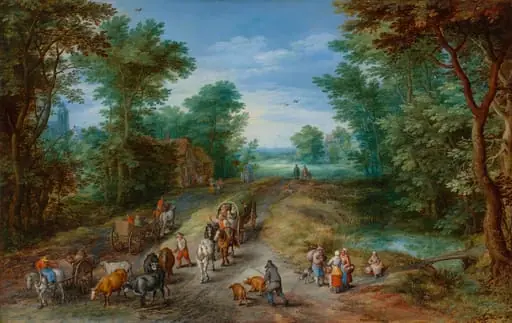 Wooded Landscape with Travelers, by Jan Brueghel the Elder