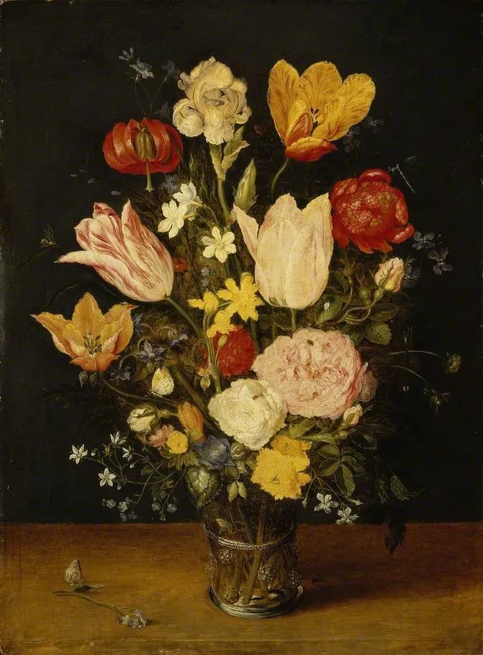 A Vase of Flowers, by Jan Brueghel the Younger, oil, 1649