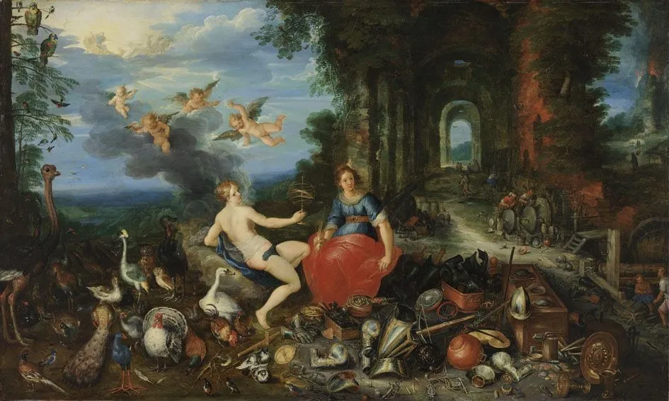Allegory of fire and air (two of the four elements), by Jan Brueghel the Younger, oil, 1640