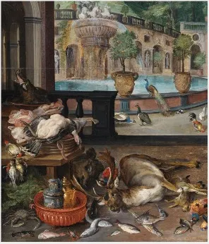 Fragment of 'Christ in the House of Martha and Mary', by Jan Brueghel the Younger, unspecified, 1628