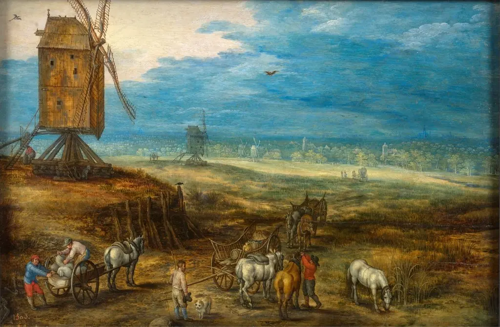 Landscape with Windmills, by Jan Brueghel the Younger