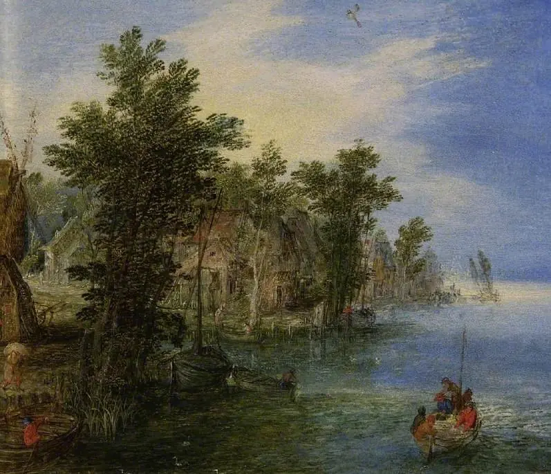 River scene, by Jan Brueghel the Younger