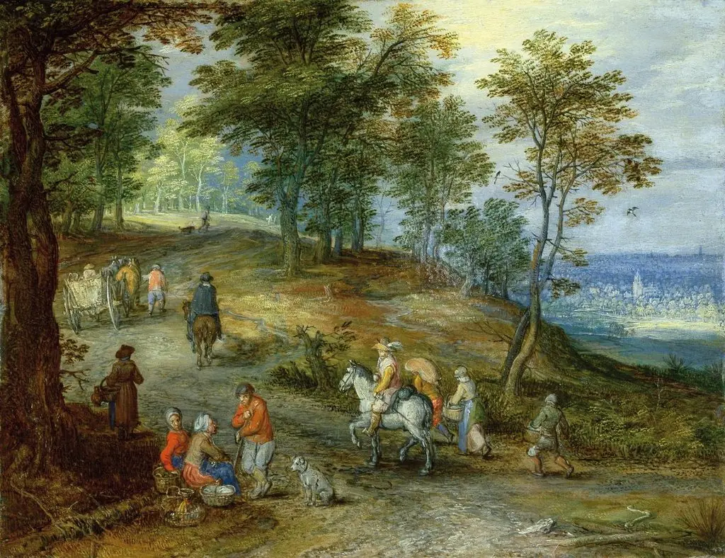 Waldige Landschaft mit Fahrweg, by Jan Brueghel the Younger