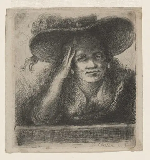 Portrait of a Woman with Wide Brim Hat, by Jan Chalon