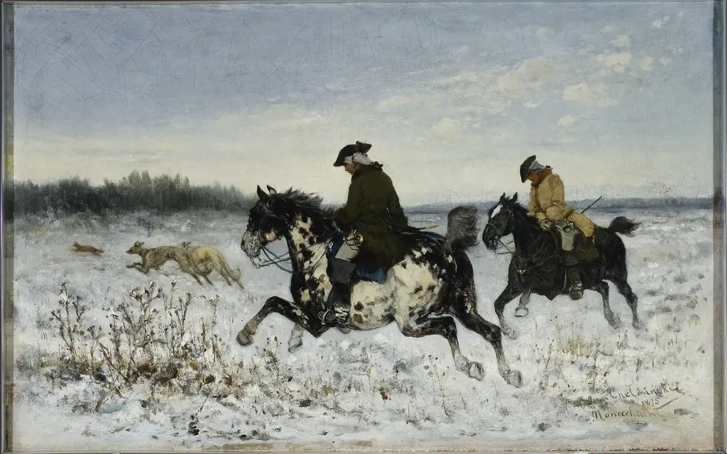 Hunting with greyhounds, by Jan Chełmiński
