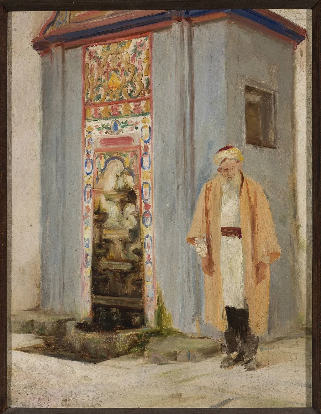 Local man by the fountain in Bakhchisaray. From the journey to Crimea, by Jan Ciągliński, oil, 1897