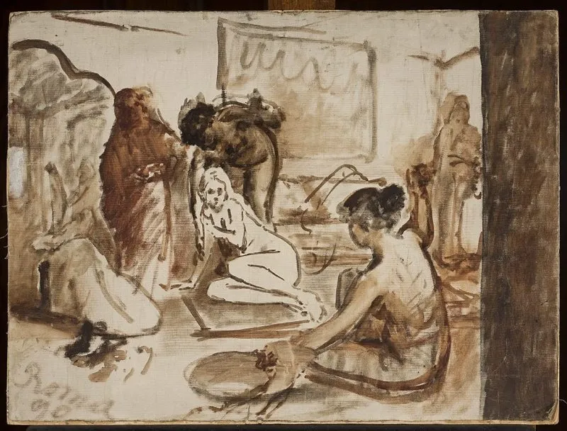 Sketch for the 1st composition of the painting “Potocka in Bakhchisaray”, by Jan Ciągliński, unspecified, 1900